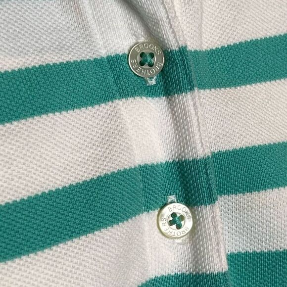 Brooks Brothers teal and white striped short sleeve polo shirt size L - Picture 13 of 16